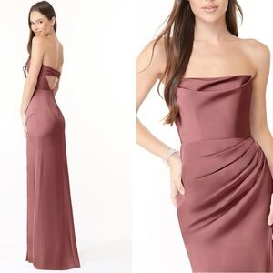 NWT Azazie Amethyst Leonis Stretch Satin Convertible Dress - Size A2